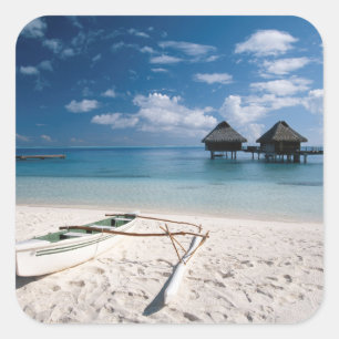 Bungalows vom Strand Motu Toopua Quadratischer Aufkleber
