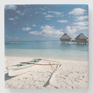 Bungalows vom Strand Motu Toopua Steinuntersetzer