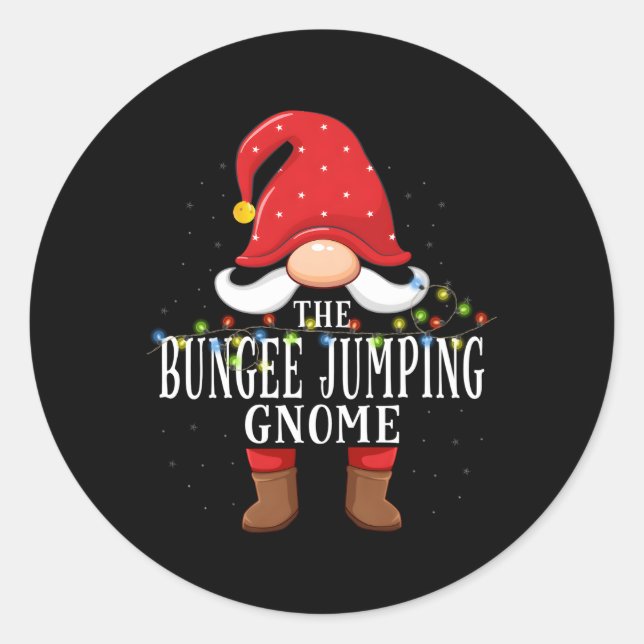 Bungee Jumg Gnome Family Pajama Runder Aufkleber (Vorderseite)