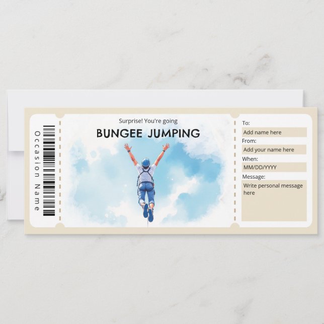 Bungee Jumping Ticket Gift Certificate Einladung (Vorderseite)