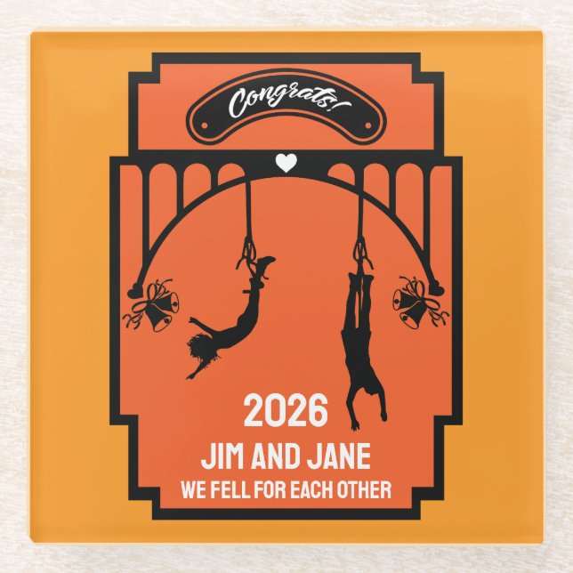 Bungee Jumping Wedding Gift Glasuntersetzer (Vorderseite)