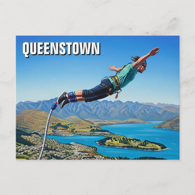 Bungy Springen in Queenstown New Zealand Reisen Postkarte (Vorderseite)