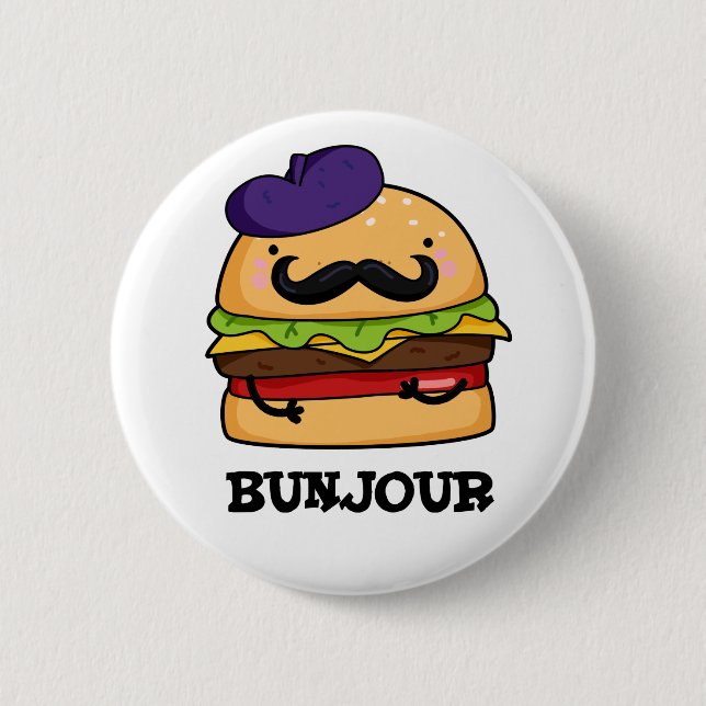 Bunjour Funny French Burger Bun Button (Vorderseite)