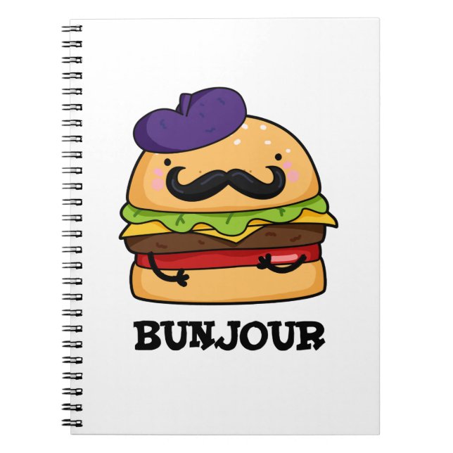 Bunjour Funny French Burger Bun Pun Notizblock (Vorderseite)