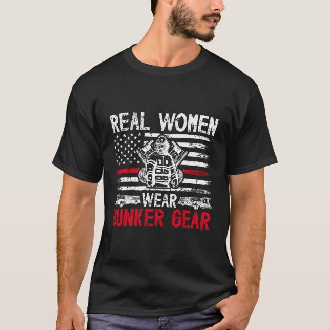 Bunker Gear Female Feuerwehrfrau Feuerwehrfrau Feu T-Shirt (Vorderseite)