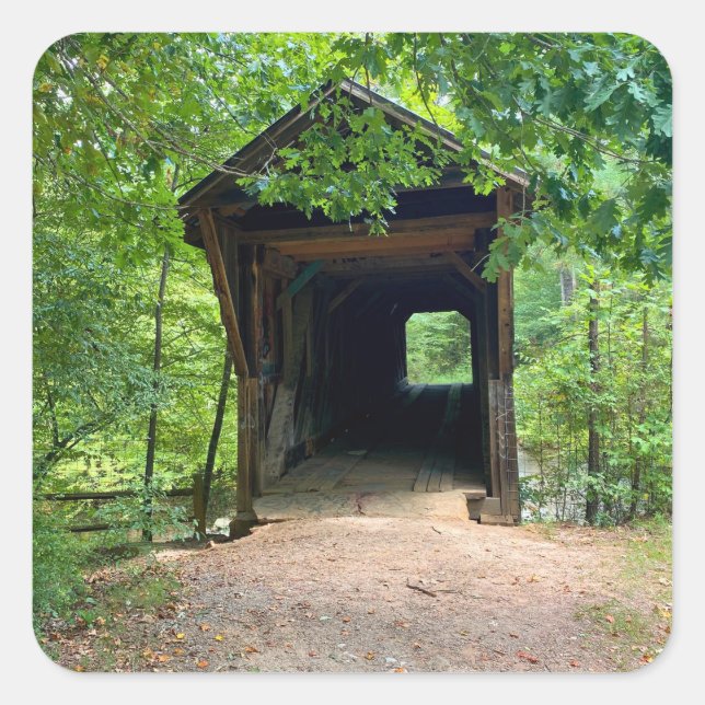 Bunker Hill Covered Bridge Quadratischer Aufkleber (Vorderseite)