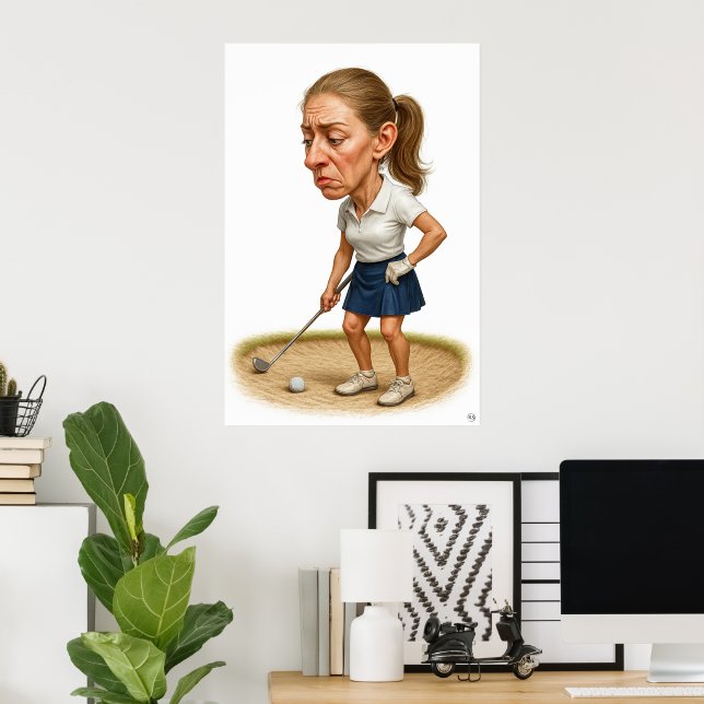 Bunker Trouble - Golf Art Print Poster (Heimbüro)