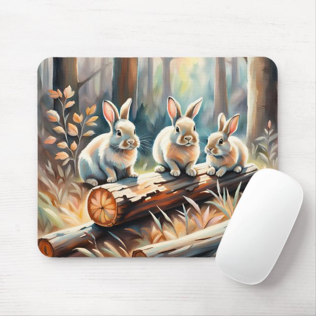 Bunnie in Forest Mousepad (Mit Mouse)