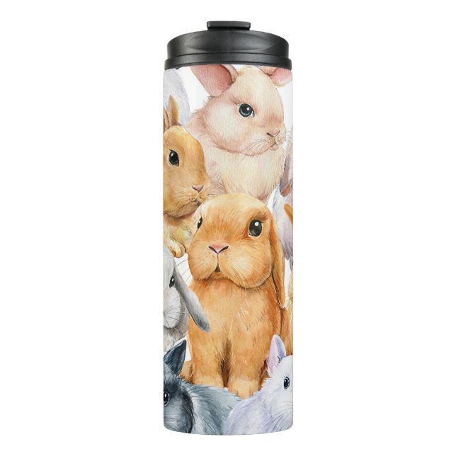 Bunnies Aquarelltiere Thermosbecher (Vorderseite)