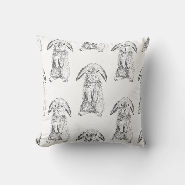 Bunnies, B/W Kissen (Vorderseite)