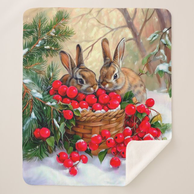 Bunnies & Berries Sherpa Blanket Sherpadecke (Vorderseite)