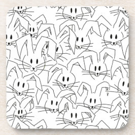 Bunnies-Bunchen auf weiß - nahtlos. Getränkeuntersetzer
