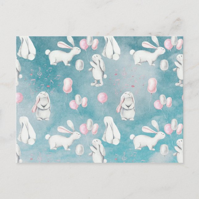 Bunnies Bunny in der Paradies-Süße Tier-Illustrati Postkarte (Vorderseite)