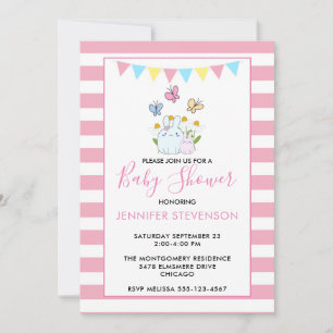 Bunnies, Butterflies & Daisies Babydusche Einladung