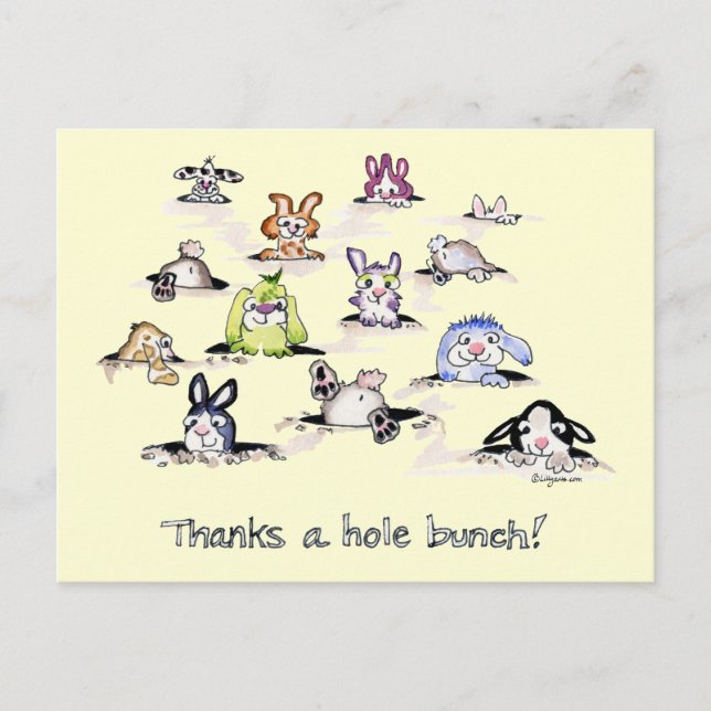 Bunnies: Danke an eine Hole Bunch Postcard Postkarte (Vorderseite)