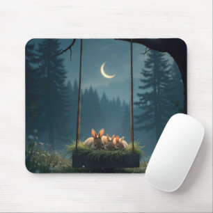Bunnies, die in einem Schaukelnest festsitzen Mousepad