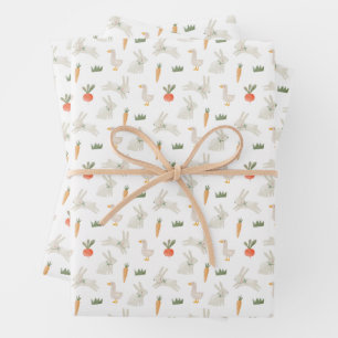 Bunnies & Ducks auf dem Bauernmuster Geschenkpapier Set