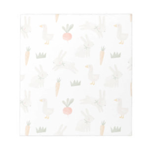 Bunnies & Ducks auf dem Bauernmuster Notizblock