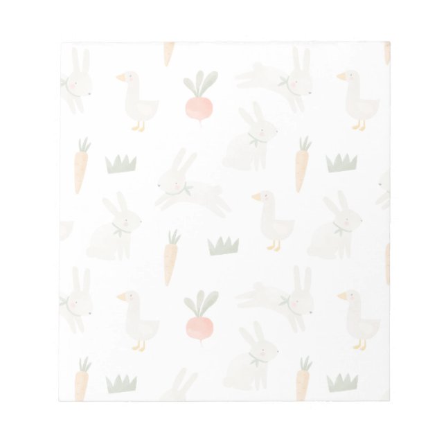 Bunnies & Ducks auf dem Bauernmuster Notizblock (Vorderseite)