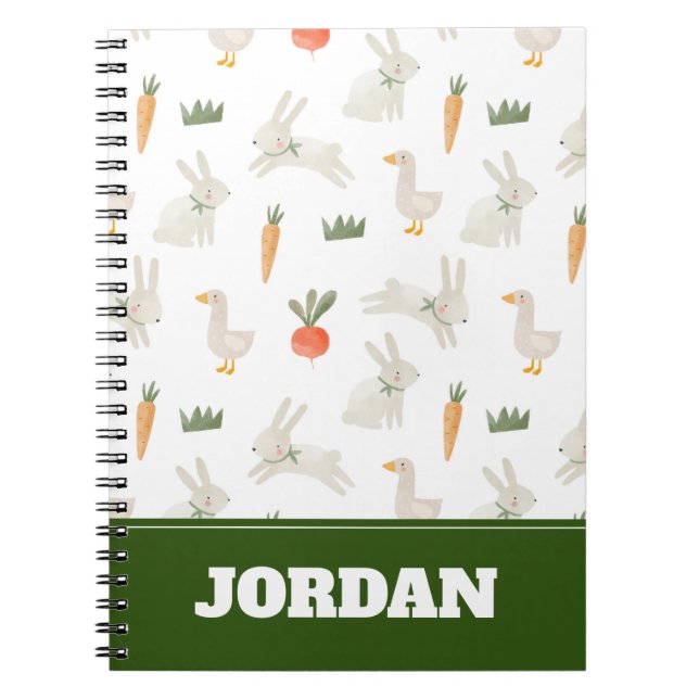 Bunnies & Ducks auf dem Bauernmuster Notizblock (Vorderseite)