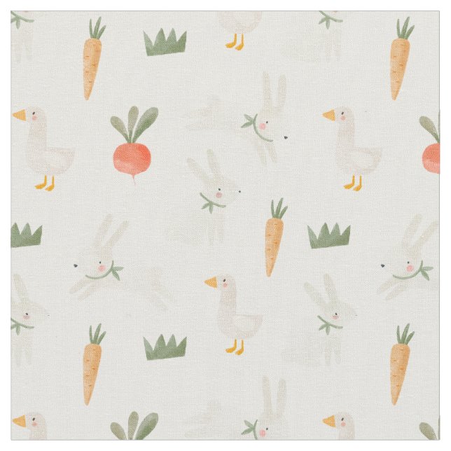 Bunnies & Ducks auf dem Bauernmuster Stoff (Nahaufnahme)