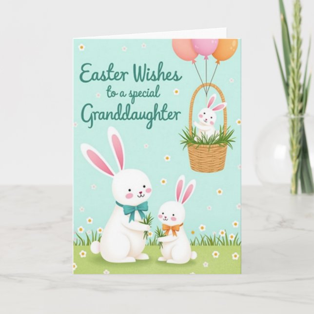 Bunnies Easter Wishes Granddaughter Card Karte (Vorderseite)