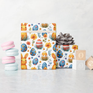 Bunnies, Eier und Blume - Ostern Geschenkpapier