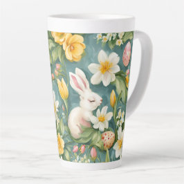 Bunnies, Frühlingsblumen und Ostereier. Malerei Milchtasse