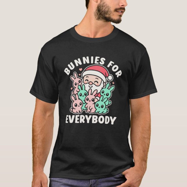 Bunnies für alle Weihnachten Kawaii-Hase Santa T-Shirt (Vorderseite)