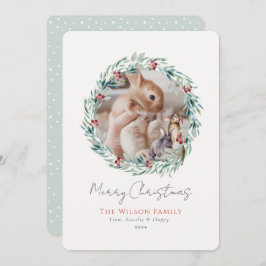 Bunnies Greenery Wreath Foto Weihnachten