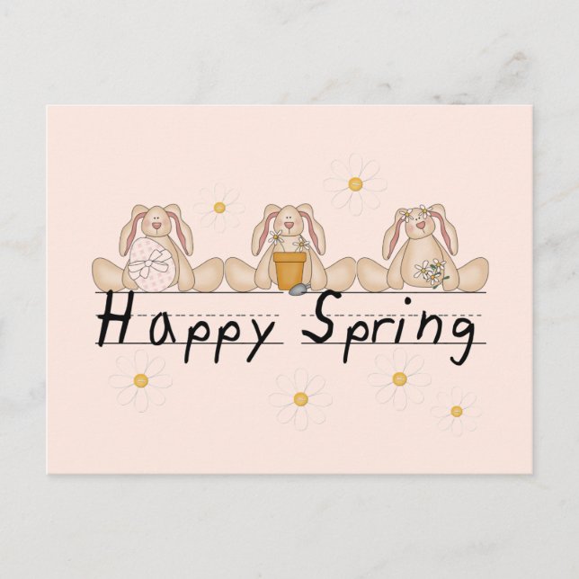 Bunnies Happy Spring T - Shirt und Geschenke Postkarte (Vorderseite)