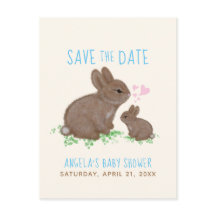Bunnies Hearts Boy Babydusche Save the Date