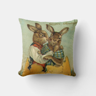 Bunnies in einem Goldeier, Vintag Viktorianischer  Kissen
