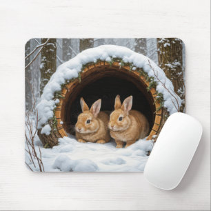 Bunnies in einem Hollow-Log Mousepad