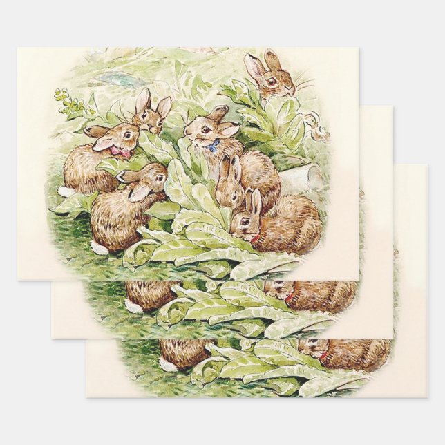 Bunnies in Lettuce Patch von Beatrix Potter Geschenkpapier Set (Set)