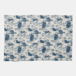 Bunnies in meinen Blume — Toile de Jouy Towel Geschirrtuch