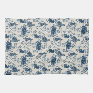 Bunnies in meinen Blume — Toile de Jouy Towel Geschirrtuch