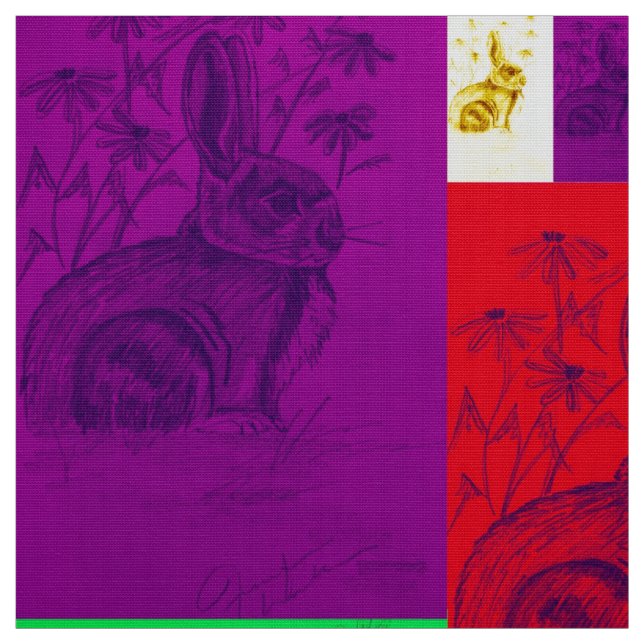 Bunnies in wilden Farbstoffen Stoff (Muster)