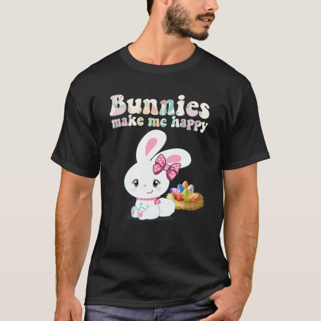 BUNNIES MACHEN MICH GLÜCKLICH Kleinkind Mädchen Ki T-Shirt (Vorderseite)