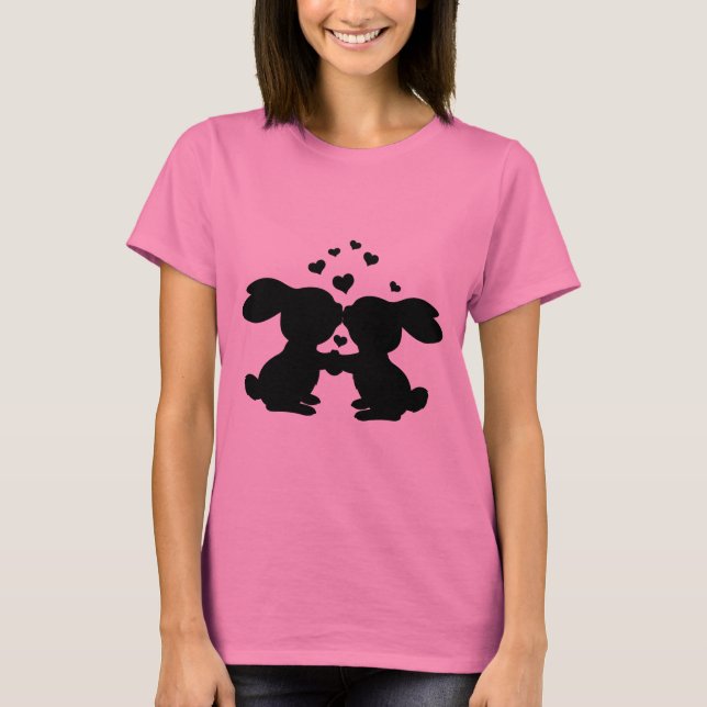 Bunnies mit Herzen Shirt küssen (Vorderseite)