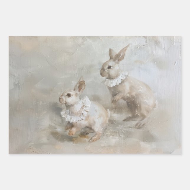 Bunnies - Ölgemäldepapier Geschenkpapier Set (Vorderseite)