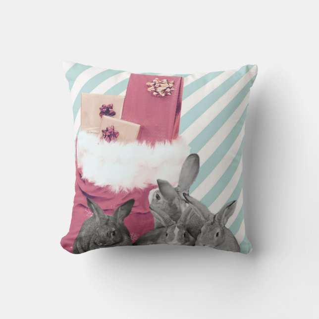 Bunnies pinkeln in Santa's Sack Kissen (Vorderseite)