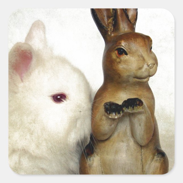 Bunnies Quadratischer Aufkleber (Vorderseite)