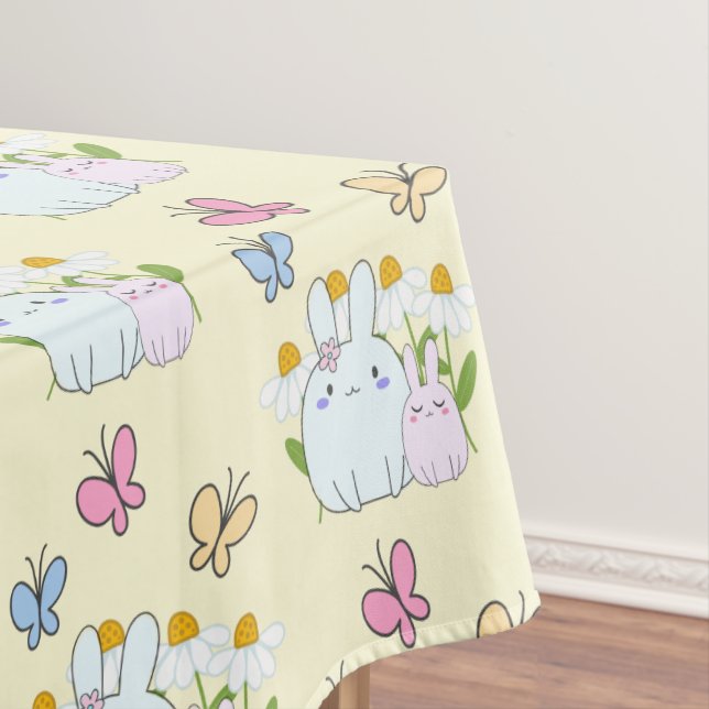 Bunnies, Schmetterlinge und Milchmuster Tischdecke (Beispiel)