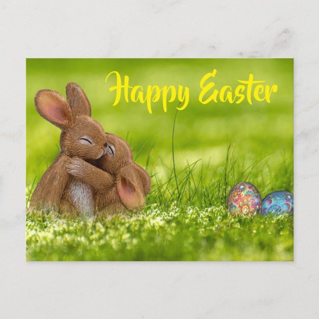 Bunnies umarmt. Alles Gute zu Ostern. Postkarte (Vorderseite)