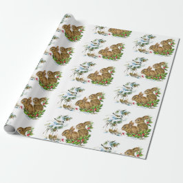 Bunnies und Bird geniessen Schneeweihnachtsfest Geschenkpapier