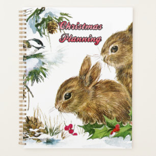 Bunnies und Bird geniessen Schneeweihnachtsplaner Planer