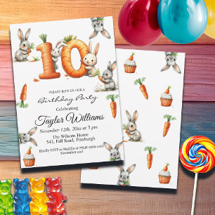 Bunnies und Carrots 10. Geburtstagsparty Einladung