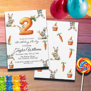Bunnies und Carrots 2. Geburtstags-Party Einladung