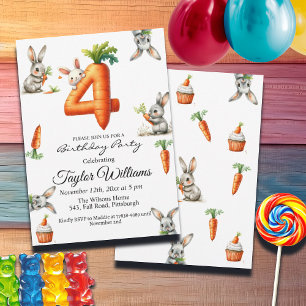 Bunnies und Carrots 4. Geburtstags-Party Einladung